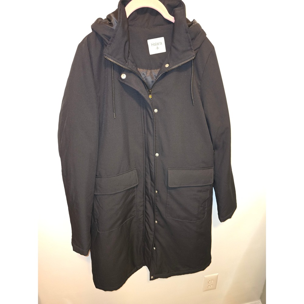 Halara Womens Black Insulated Hooded Parka Jacket Quilted Lining Size S